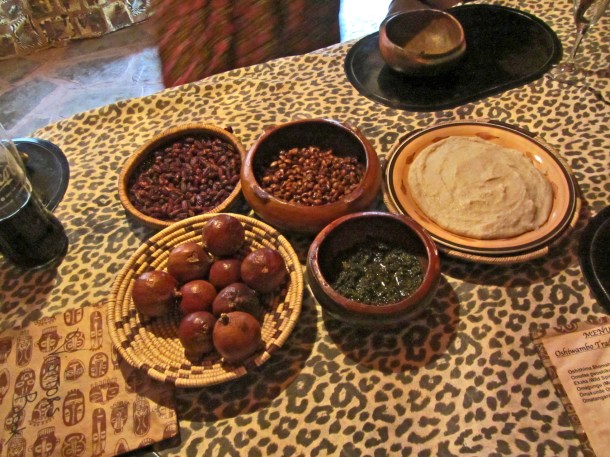 Ovambo food served in Mondesa township, Swakopmund, Namibia