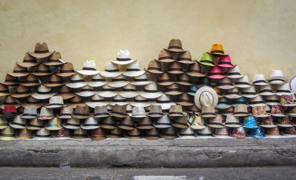 Hats for sale on the street in Cartagena Colombia